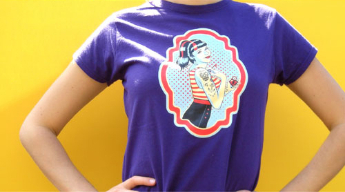 Cross My Heart sailor girl purple blue custom t-shirt design by Anne Cobai