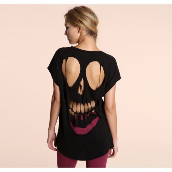 Truly Madly Deeply Skeleton black Cut-Out Tee Halloween T-Shirt custom design