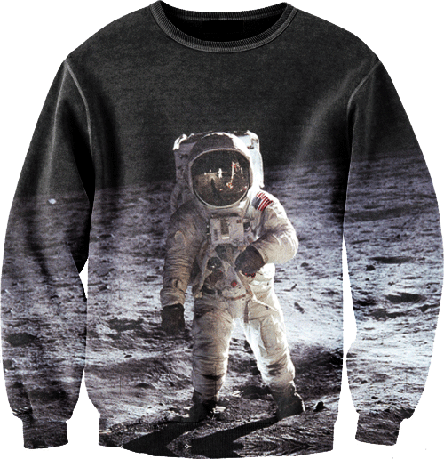 custom sweater man on the moon design