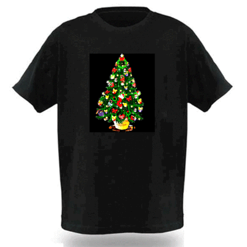 electro-luminescent led shirt with music activated christmas tree custom design