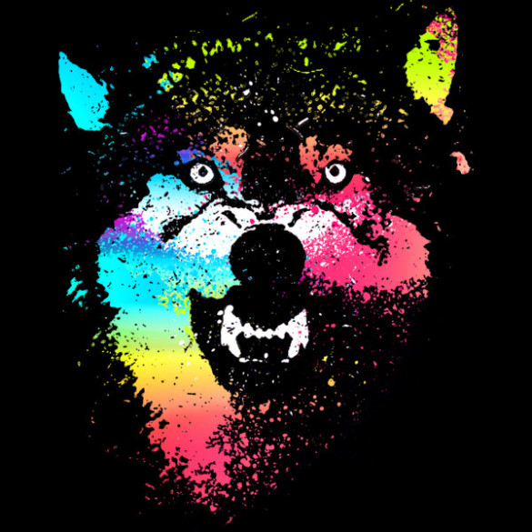 Technicolor Wolf T-shirt Design by clingcling design
