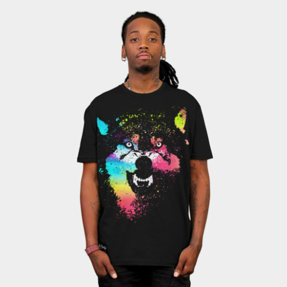 Technicolor Wolf T-shirt Design by clingcling man
