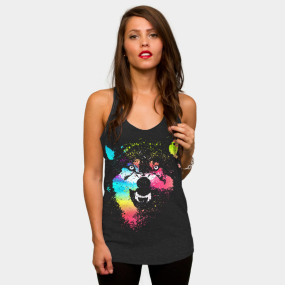 Technicolor Wolf T-shirt Design by clingcling woman tee