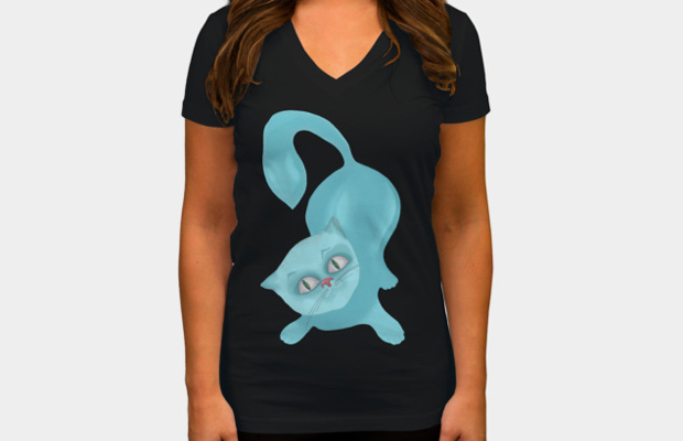 Blue cat t-shirt design - Fancy T-shirts