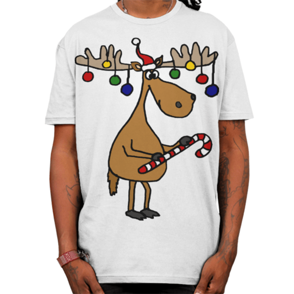 Moose with Christmas Ornaments Antlers t-shirt design