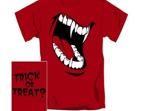 Halloween Men's Trick Or Treat Fangs T-Shirt custom design