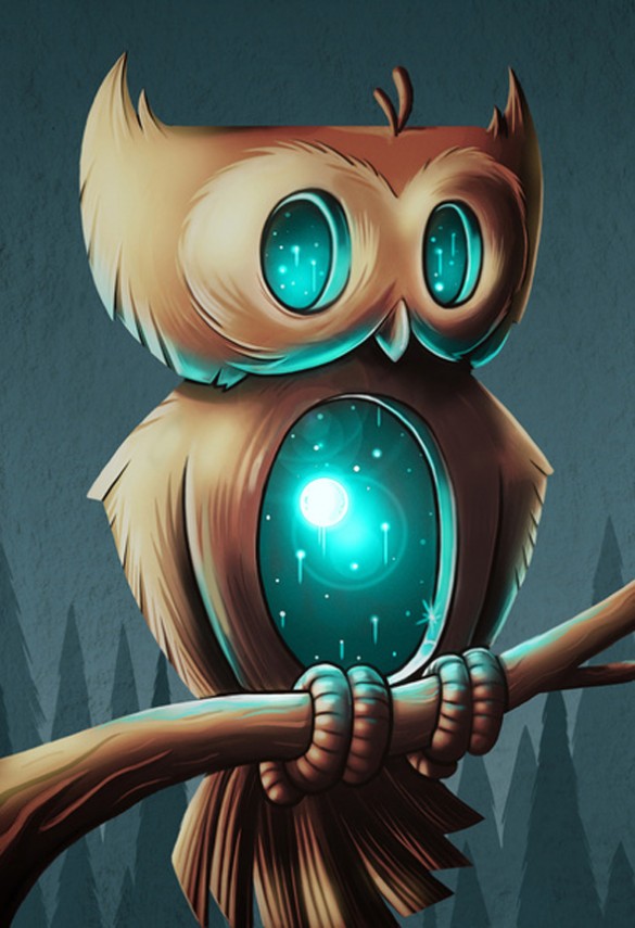 Night Owl by Chump Magic robotic blue brown custom t-shirt design