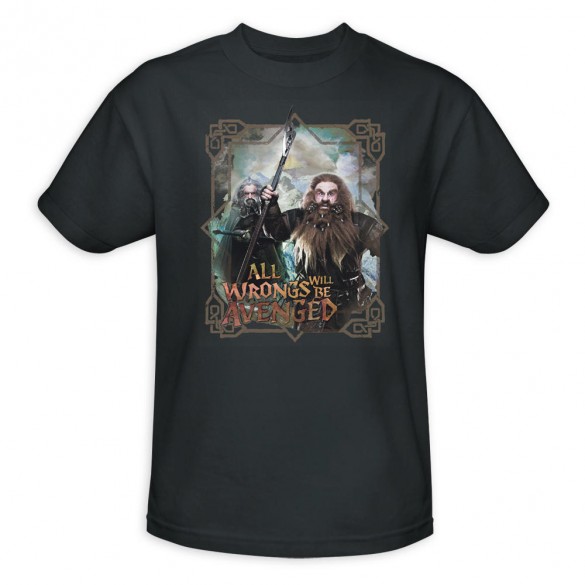 The Hobbit An Unexpected Journey All Wrongs Avenged Charcoal Shirt official t-shirt design