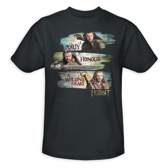 The Hobbit An Unexpected Journey Loyalty and Honor Charcoal Shirt official t-shirt design