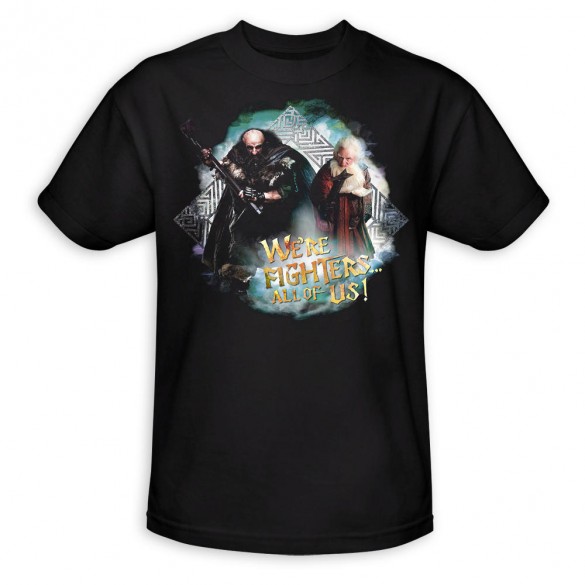 The Hobbit An Unexpected Journey We're Fighters Black Shirt official t-shirt design