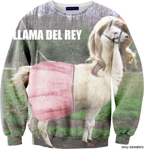 custom sweater llama del reiy design