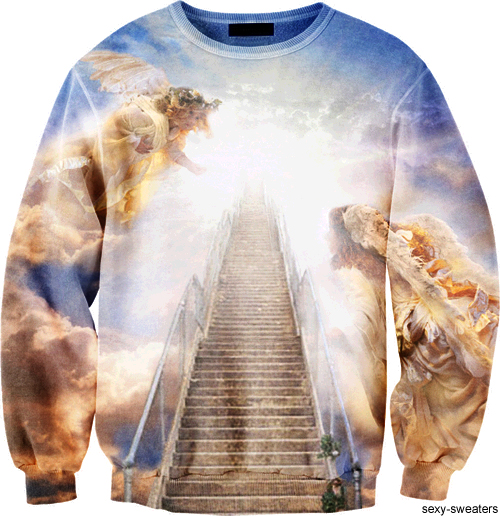custom sweater stairs to heaven design