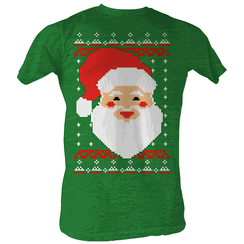 Christmas Big Santa Claus Face 8 Bit Custom T-shirt Design