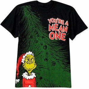 Dr. Seuss Grinch Mean One Mens T-Shirt Black