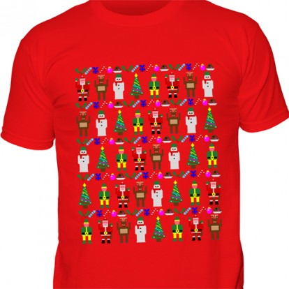 Red Retro Christmas Custom T-shirt Design