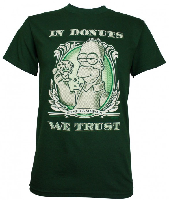 Simpsons Homer In Donuts We Trust Men's T-Shirt design