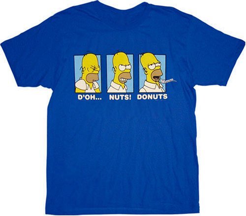 The Simpsons Homer D'oh Nuts Donuts Blue T-Shirt Tee design