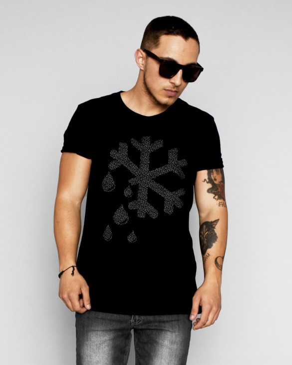  logo snow flake print men t -shirt design  black main