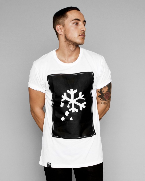  logo snow flake print men t -shirt design  black main white