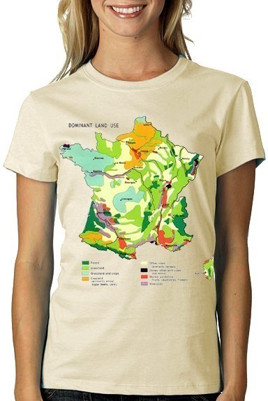 French Land Usage Tee Historical Political Map American Apparel WOMENS Custom