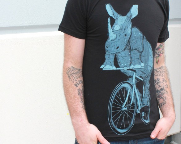 Rhinoceros on a Bike Custom T-shirt Design