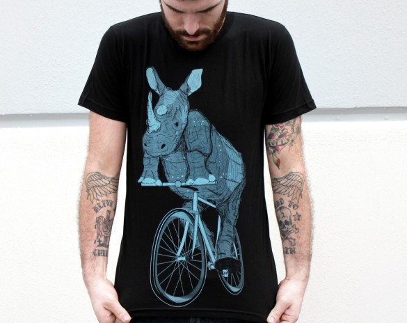 Rhinoceros on a Bike Custom T-shirt Design Tee