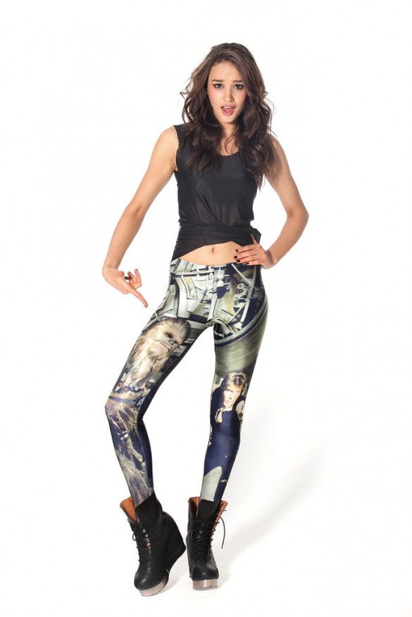 Chewie and Han leggings design from blackmilkclothing.com front girl