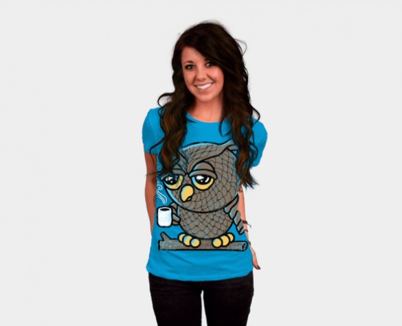 Daily Tee Owl I want is Coffee t-shirt design by qetza girl