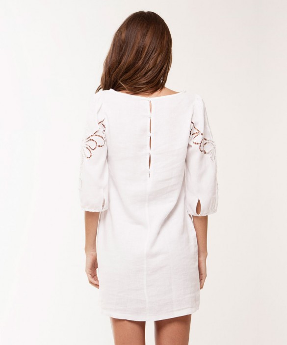 Solid White Jessey Linen Dress