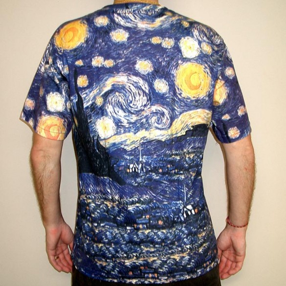 Starry Night t-shirt design by Vincent Van Gogh back