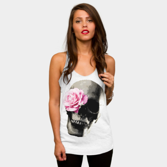 Flower Skull T-shirt Design by vansparrow woman tee