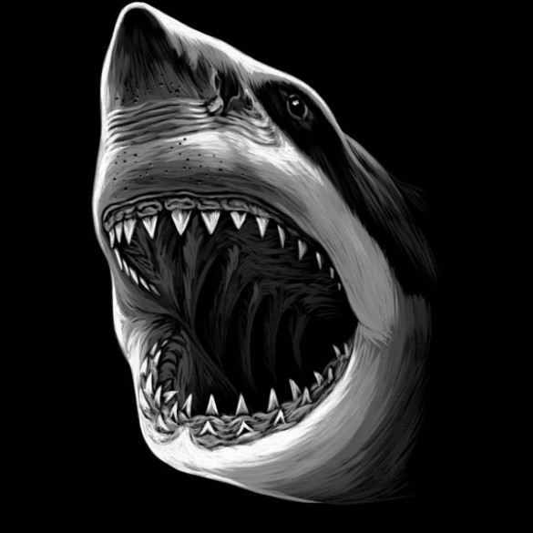 Great White Shark Attack T-shirt Design by pirrokoci design
