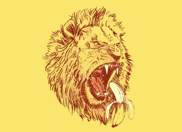 BANANA EATING LION T-shirt Design by TripperJack design