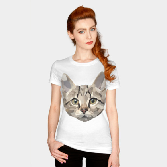 Geometric Cat T-shirt Design by billyplante woman