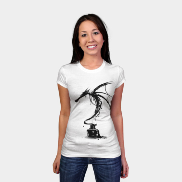 Ink Dragon T-shirt Design by alnavasord woman