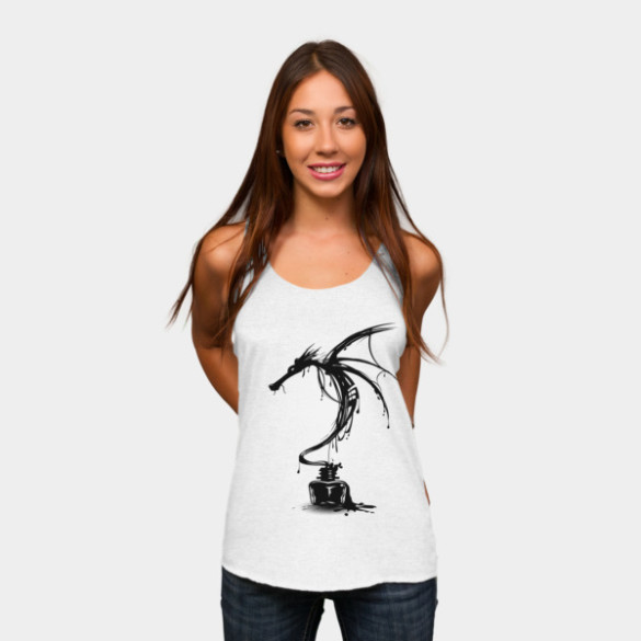 Ink Dragon T-shirt Design by alnavasord woman tee