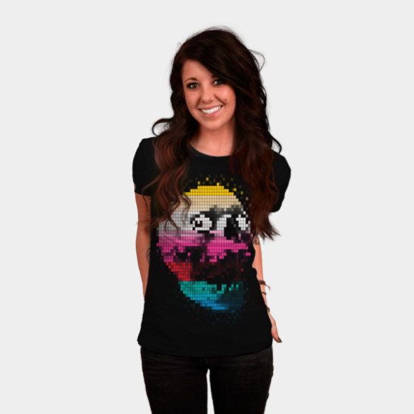 PIXEL SKULLY T-shirt Design by dzeri29 woman