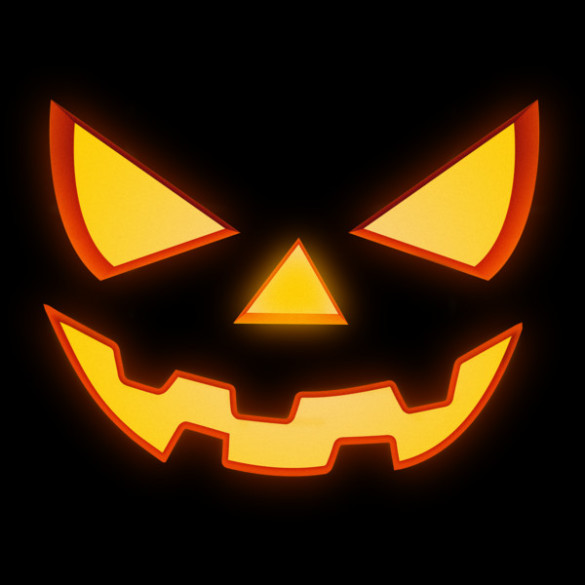 Scary Halloween Horror Pumpkin Face T-shirt Design by badbugs design