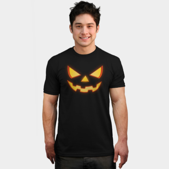 Scary Halloween Horror Pumpkin Face T-shirt Design by badbugs man tee
