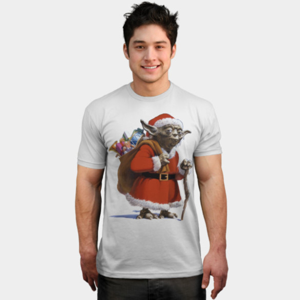 Santa Yoda T-shirt Design by StarWars t-shirt man