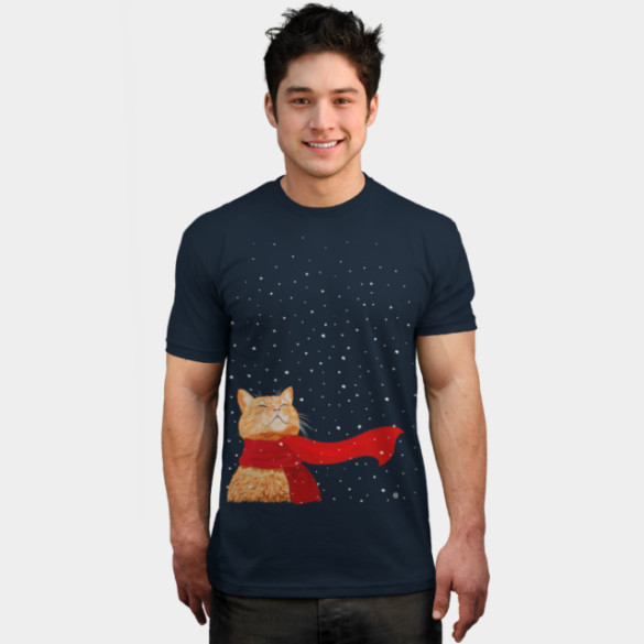 Tabby Snowcat T-shirt Design by VectorInk man tee