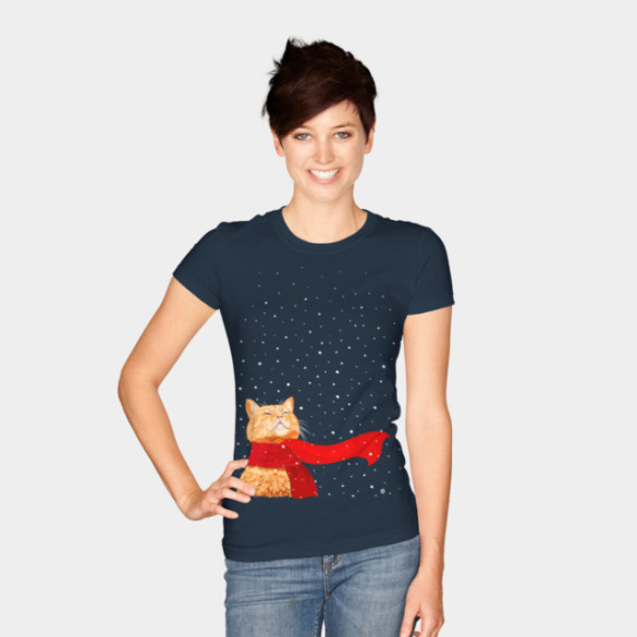 Tabby Snowcat T-shirt Design by VectorInk woman tee