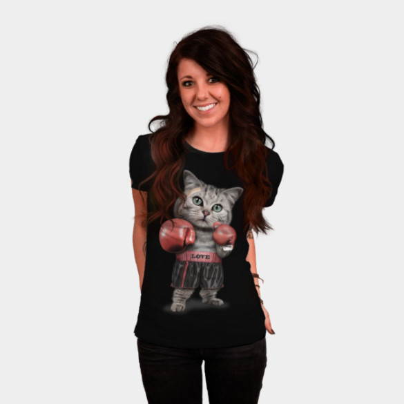 BOXING CAT T-Shirt Design by ADAMLAWLESS woman