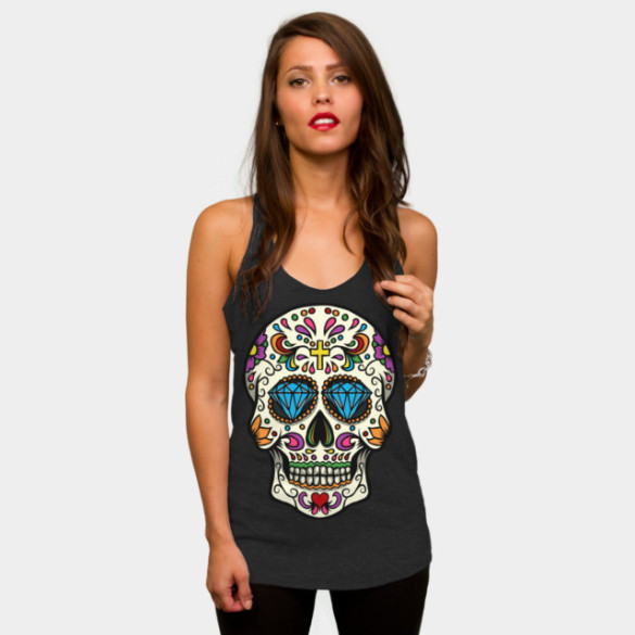 Mexican Skull T-shirt design by lunatics02 woman tee