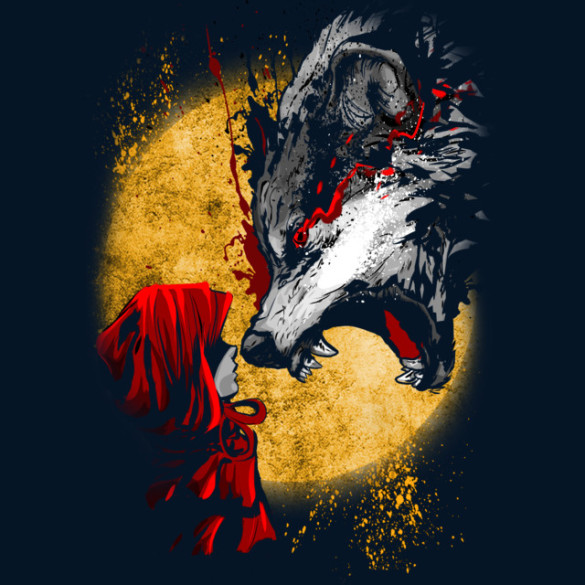 Red and Wolf T-shirt Design by artofkaan design