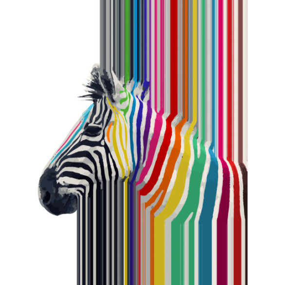 Awesome trendy colourful vibrant stripes zebra T-shirt Design by InovArts design