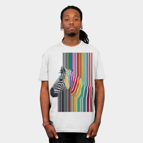Awesome trendy colourful vibrant stripes zebra T-shirt Design by InovArts man
