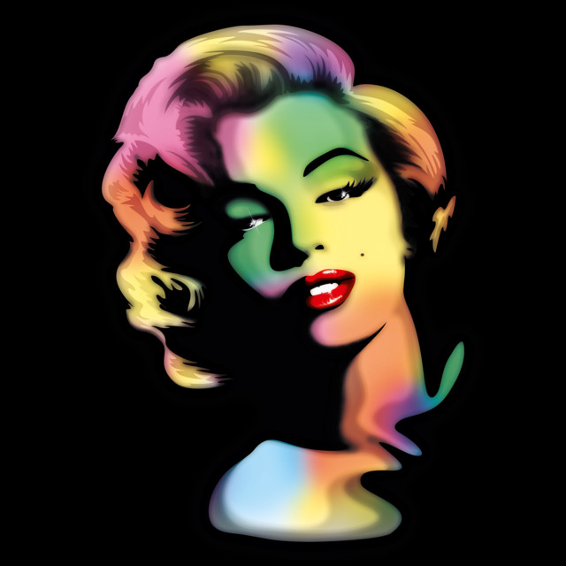 Marilyn PopArt Rainbow Colors Portrait T-shirt Design by BluedarkArt design