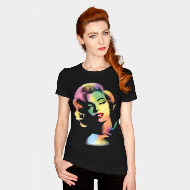 Marilyn PopArt Rainbow Colors Portrait T-shirt Design by BluedarkArt woman