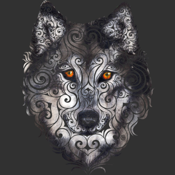 Swirly Wolf T-shirt Design by VectorInk design